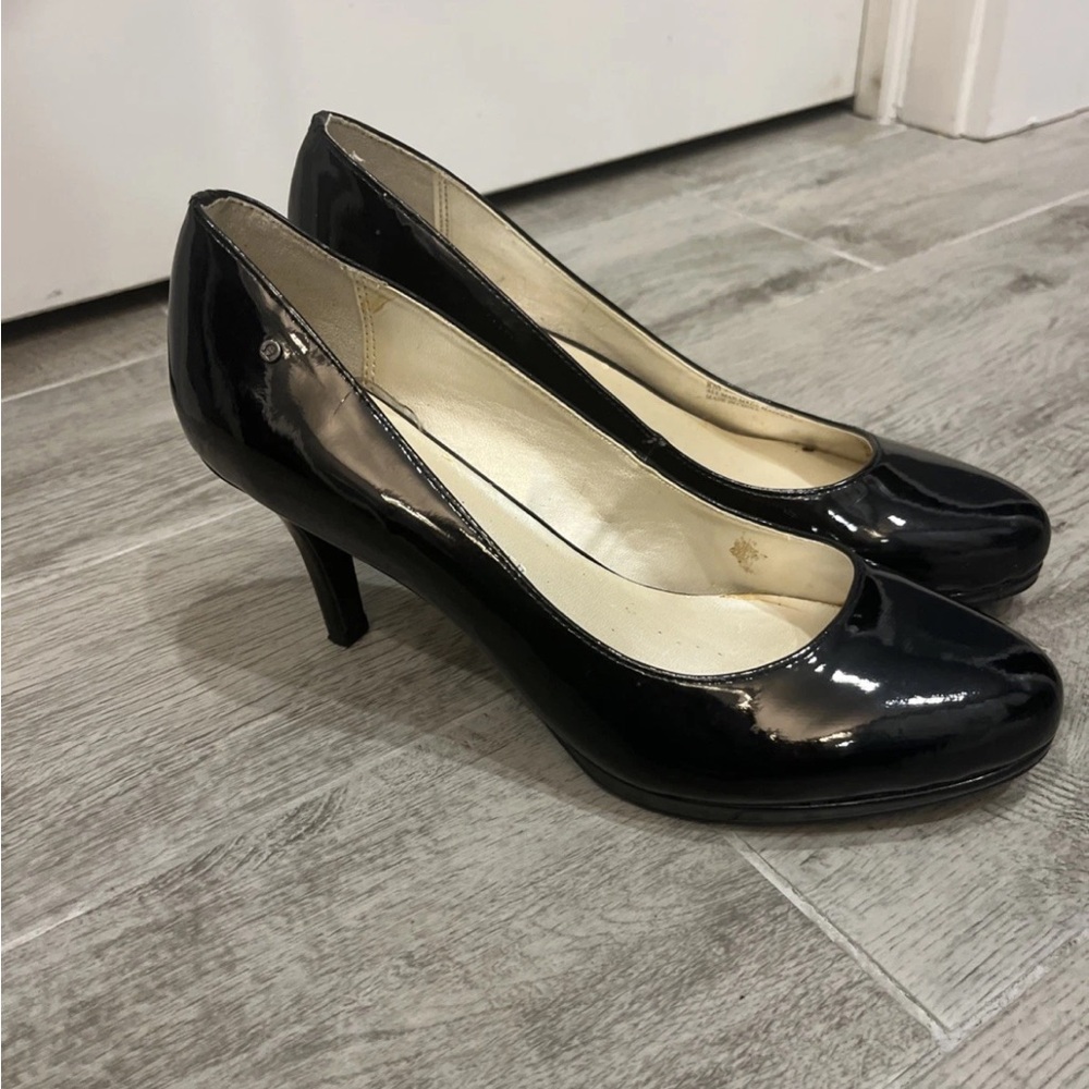 Etienne Aigner Women’s Drew Pumps Size 8 M Black Patent Leather Slip-On Heels‎